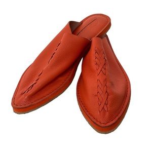 Free People Nova Flat Slip On Orange Mules Size 37